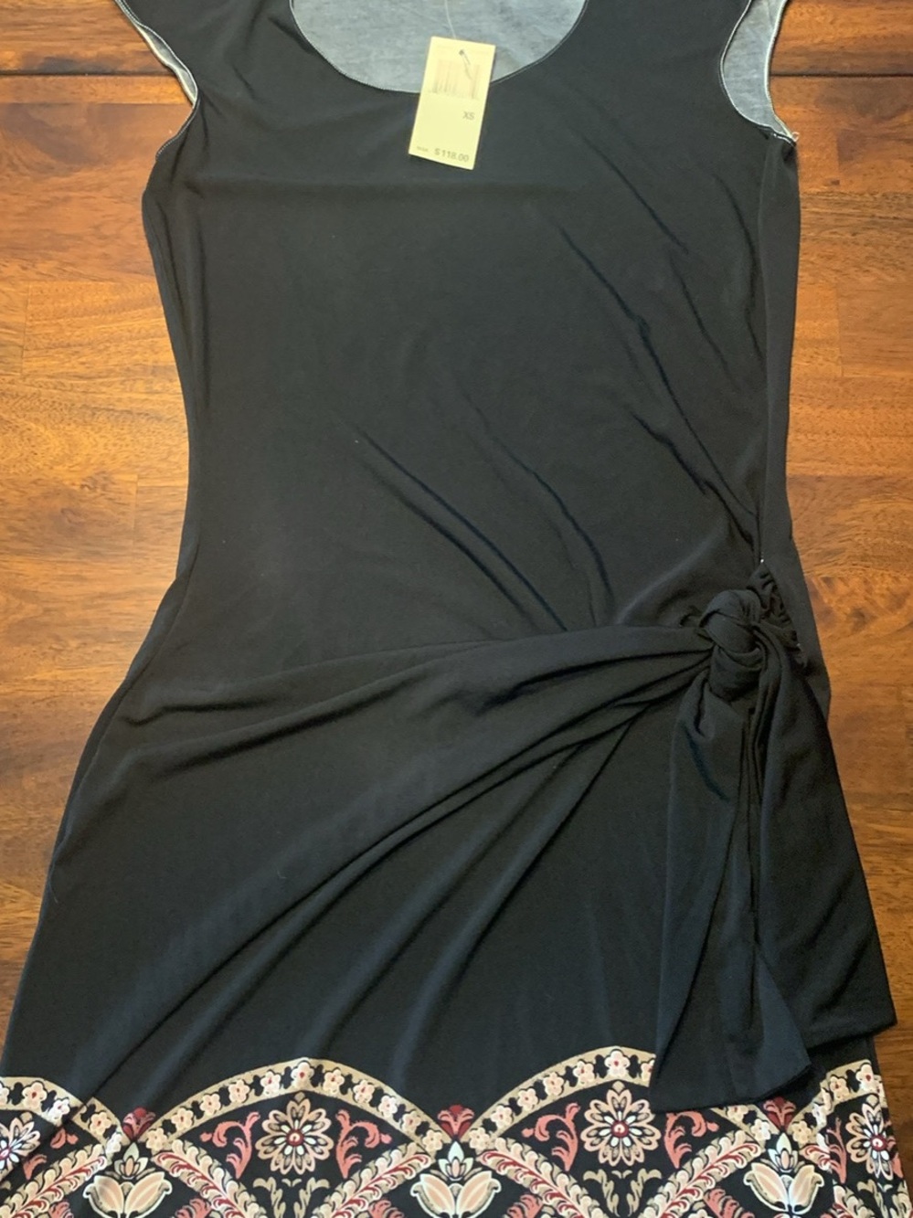 Max Studio Black Scoop-Neck Dress with Contrast Trim
